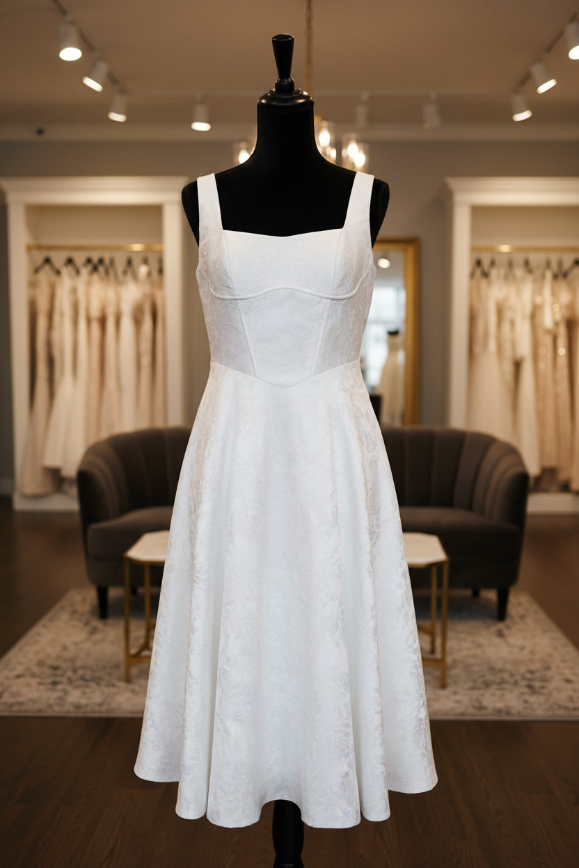 White rose satin midi