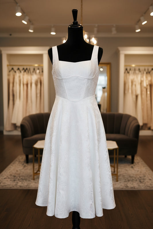 White rose satin midi