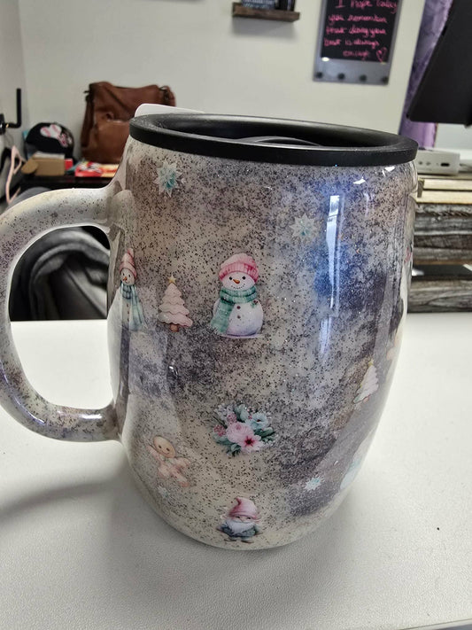 Snowman mug with lid
