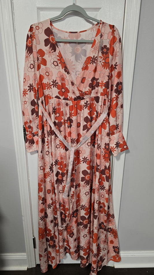 Orange & Brown Floral Dress